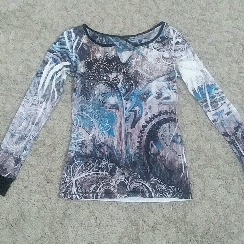 Daytrip Industrial Rhinestone Long Sleeve Top